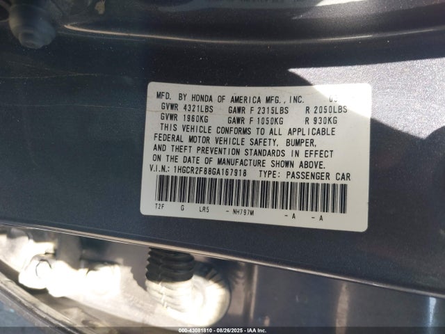 1HGCR2F88GA167918 Honda k24w1