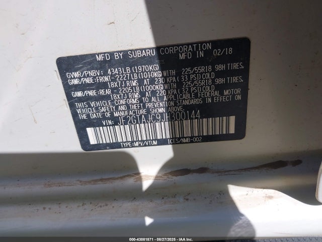 JF2GTAJC9JH300144 Subaru naturally aspirated