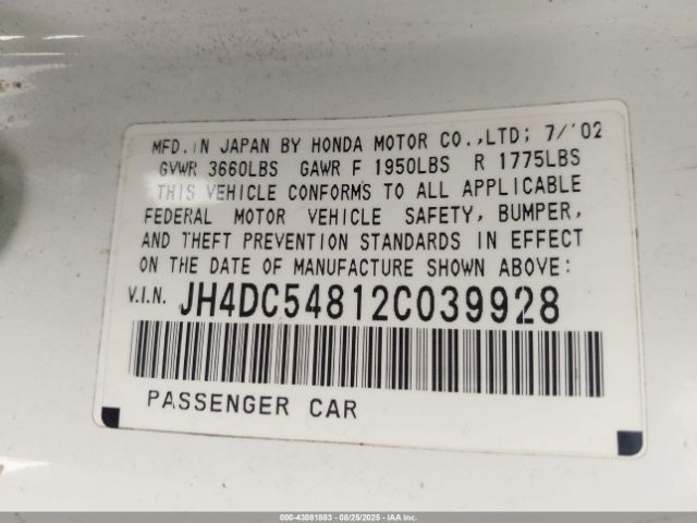 2002 ACURA RSX JH4DC54812C039928 Photo 8