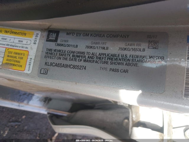 Chevrolet Spark Ls Manual 2017 KL8CA6SA9HC805274 Image 9