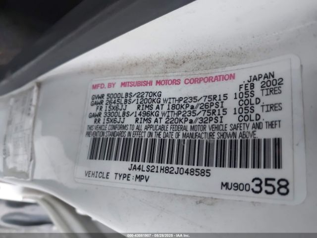 2002 MITSUBISHI MONTERO SPORT JA4LS21H82J048585 Photo 8