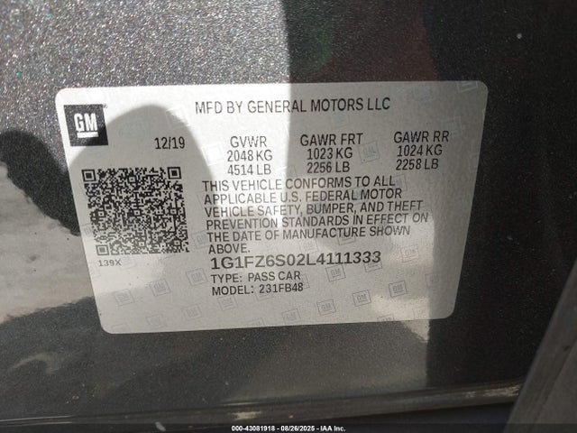 1G1FZ6S02L4111333 Chevrolet BOLT EV