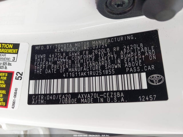 4T1G11AK1RU251855 Toyota a25a-fks