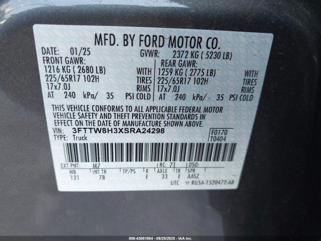 3FTTW8H3XSRA24298 Ford 2025
