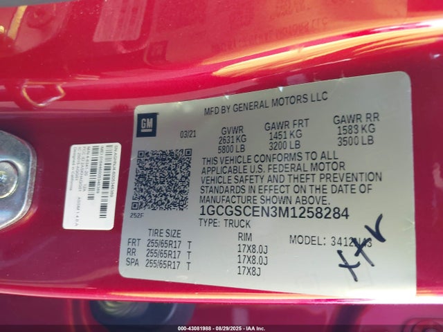1GCGSCEN3M1258284 Chevrolet lgz - di, vvt, alum, var2, gen 2