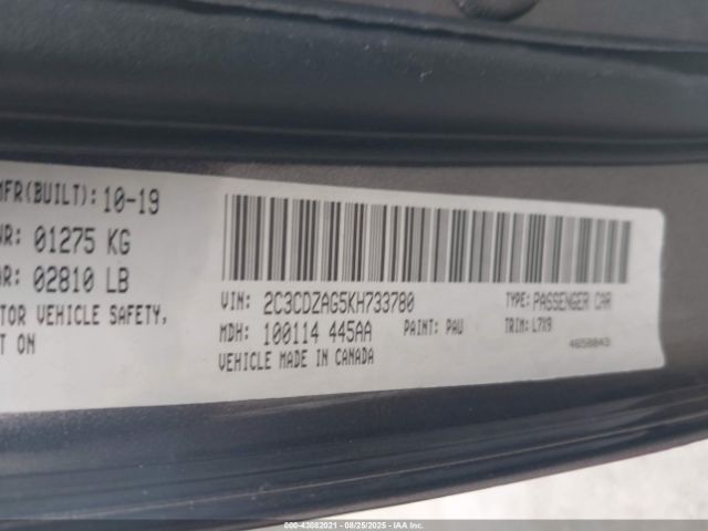 2019 DODGE CHALLENGER 2C3CDZAG5KH733780 Photo 8