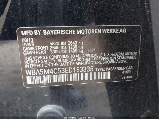 2014 BMW 535I GRAN TURISMO WBA5M4C53ED183335 Photo 8