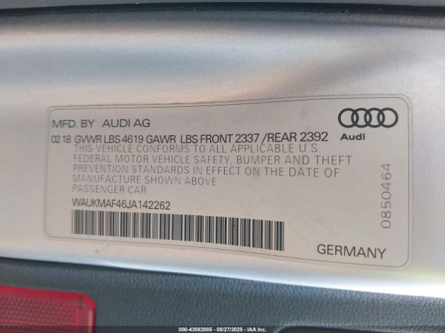 2018 AUDI A4 WAUKMAF46JA142262 Photo 8