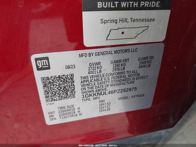 1GKKNUL46PZ252975 GMC lsy