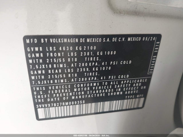 3VVVX7B27RM089358 Volkswagen tsi