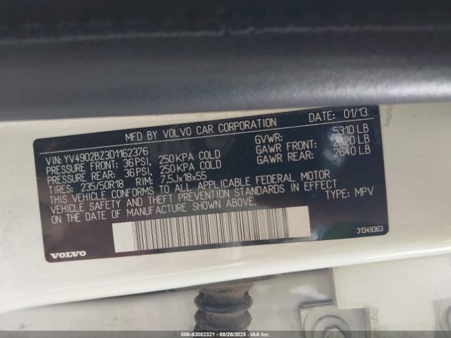 2013 VOLVO XC70 YV4902BZ3D1162376 Photo 8