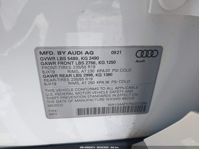 2022 AUDI Q5 WA1GAAFY7N2021299 Photo 8
