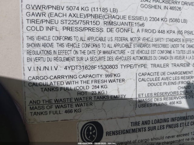 4YDT31628F1530803 Keystone keystone