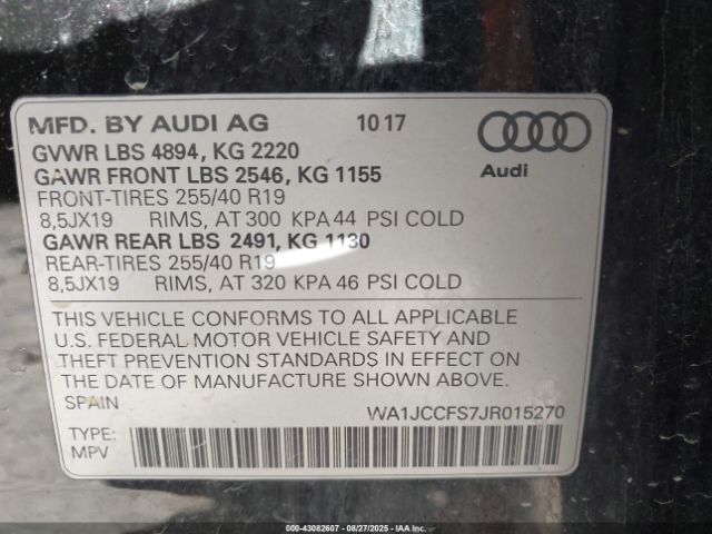 2018 AUDI Q3 WA1JCCFS7JR015270 Photo 8