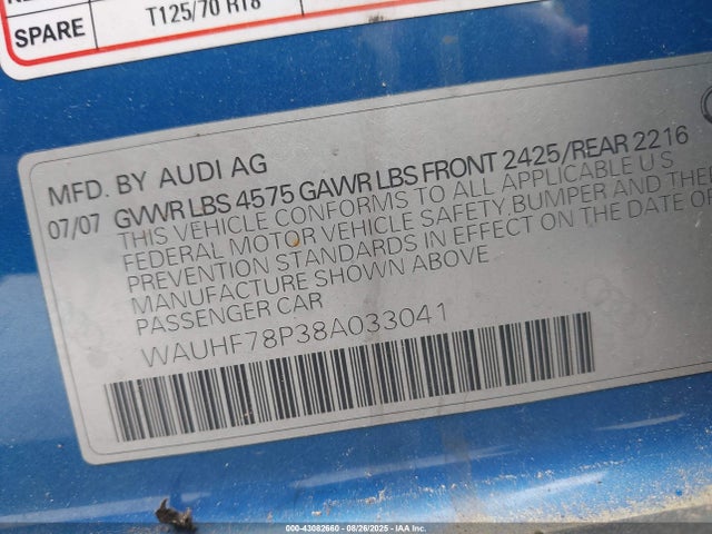 2008 AUDI A3 WAUHF78P38A033041 Photo 8