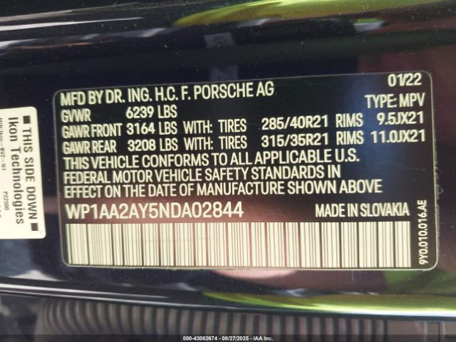 2022 PORSCHE CAYENNE WP1AA2AY5NDA02844 Photo 8