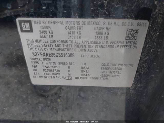 2012 CADILLAC SRX 3GYFNAE36CS516309 Photo 8