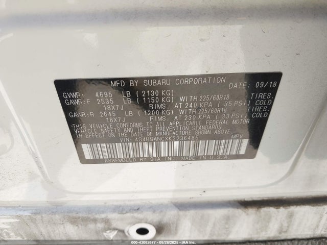 4S4BSANCXK3236485 Subaru na u5