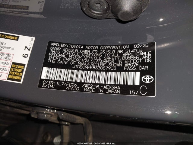 Toyota 2zr-fxe 2025 JTDBCMFE8S3087903 Image 9
