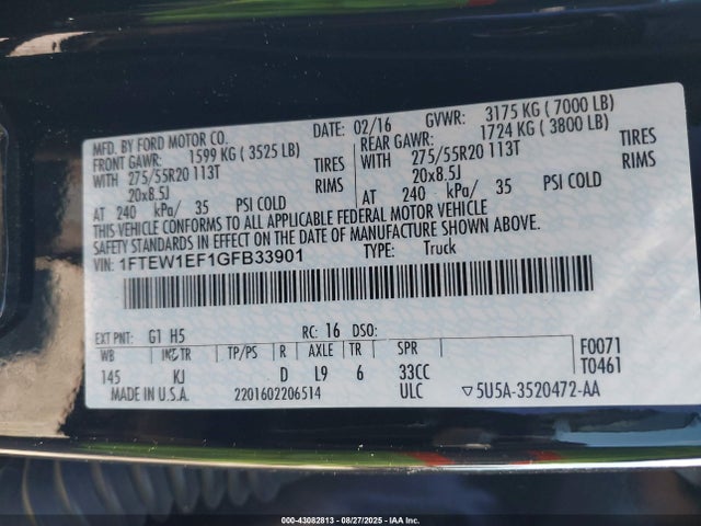Ford F-150 2016 1FTEW1EF1GFB33901 Image 9