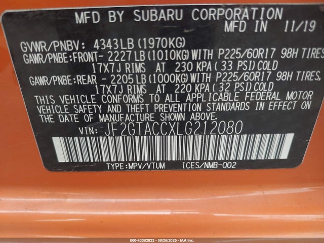 JF2GTACCXLG212080 Subaru Crosstrek