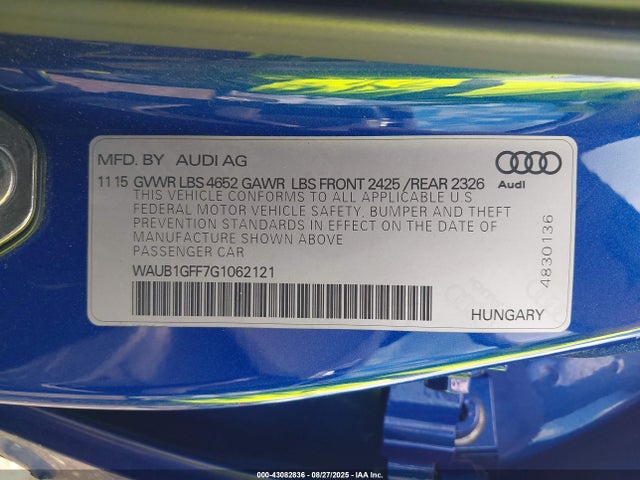 2016 AUDI S3 WAUB1GFF7G1062121 Photo 8
