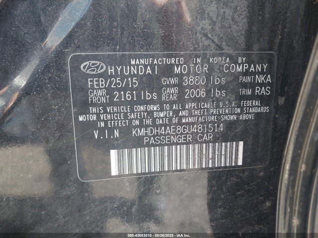 KMHDH4AE8GU481514 Hyundai dohc mpi nu