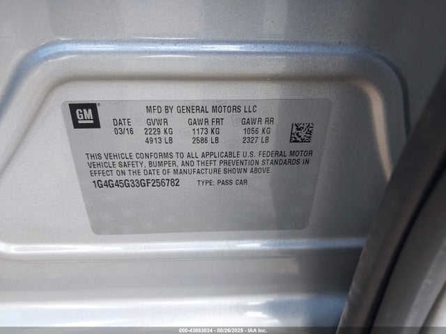 1G4G45G33GF256782 Buick lfx - sidi, vvt, e85 max, alum gm
