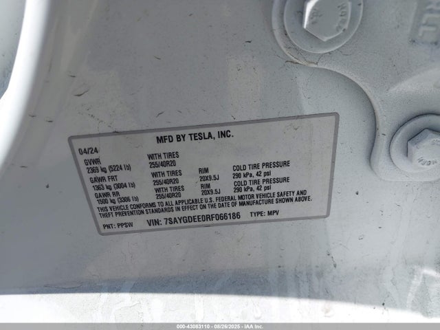 2024 TESLA MODEL Y 7SAYGDEE0RF066186 Photo 8