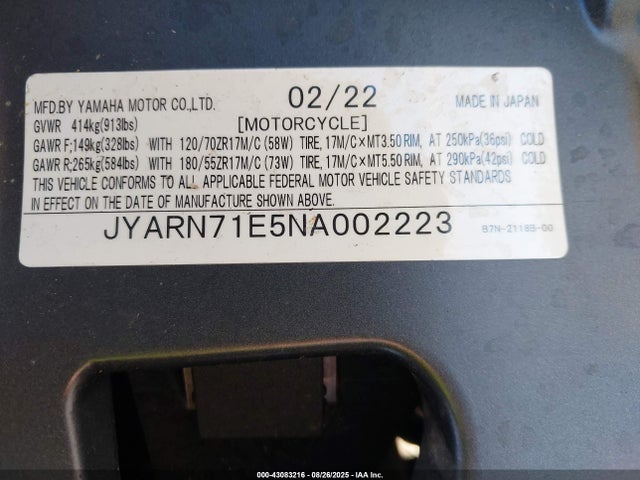 Yamaha 2022 2022 JYARN71E5NA002223 Image 10