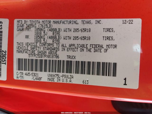 2023 TOYOTA TUNDRA HYBRID 5TFPC5DB7PX018706 Photo 8