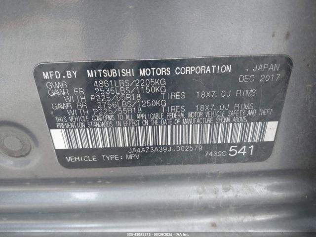 2018 MITSUBISHI OUTLANDER JA4AZ3A39JJ002579 Photo 8