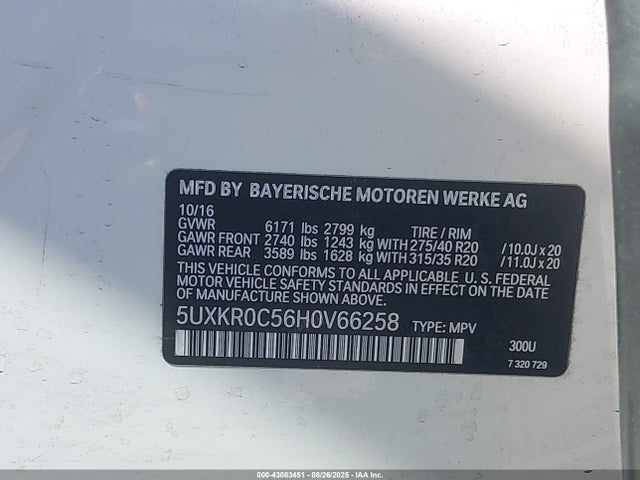 BMW X5 2017 5UXKR0C56H0V66258 Image 9