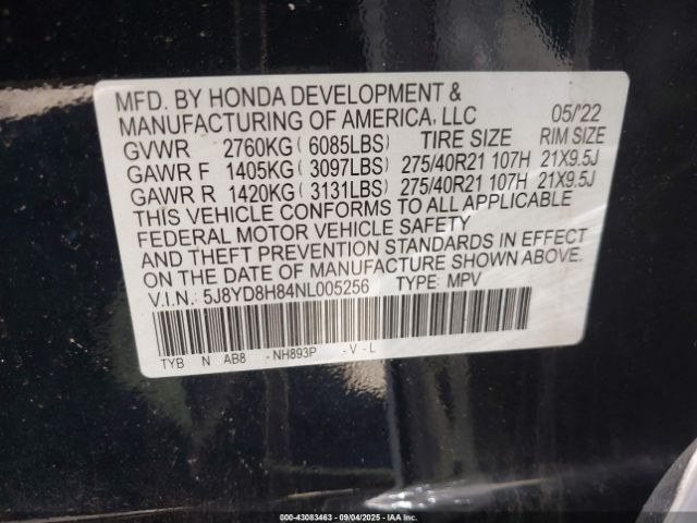 2022 ACURA MDX 5J8YD8H84NL005256 Photo 8