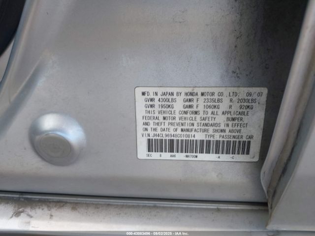 2008 ACURA TSX JH4CL96948C010814 Photo 8