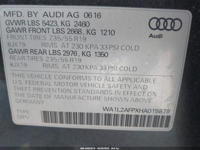 2017 AUDI Q5 WA1L2AFPXHA015879 Photo 8