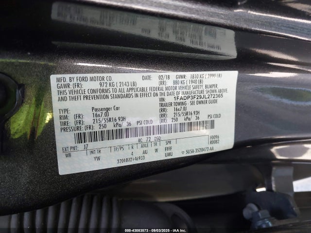 Ford 2.0l gdi 2018 1FADP3F29JL272365 Image 9