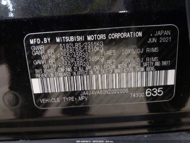 2022 MITSUBISHI OUTLANDER JA4J4VA80NZ022006 Photo 8