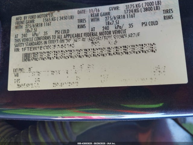 Ford gtdi 2017 1FTEW1EG0HFA44346 Image 9
