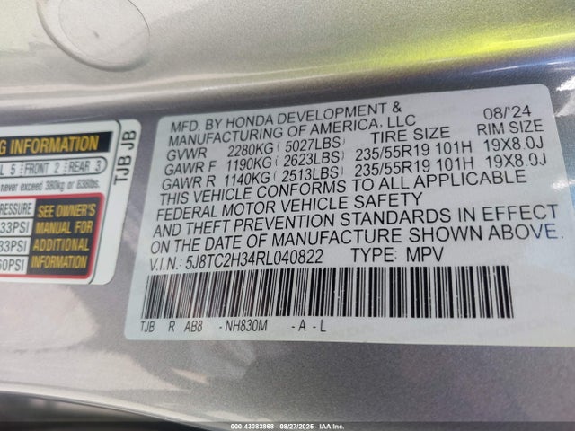 Acura k20c4 2024 5J8TC2H34RL040822 Image 9