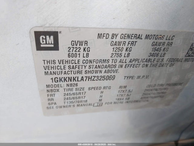 1GKKNKLA7HZ325069 GMC lcv - sidi: spark ignited direct injection, vvt: variable valve timing, dcvcp, e85 max, e0-e100, alum