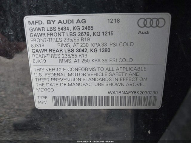 2019 AUDI Q5 WA1BNAFY6K2039299 Photo 8