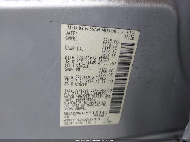 5N1AZ2MG1GN113445 Nissan Murano
