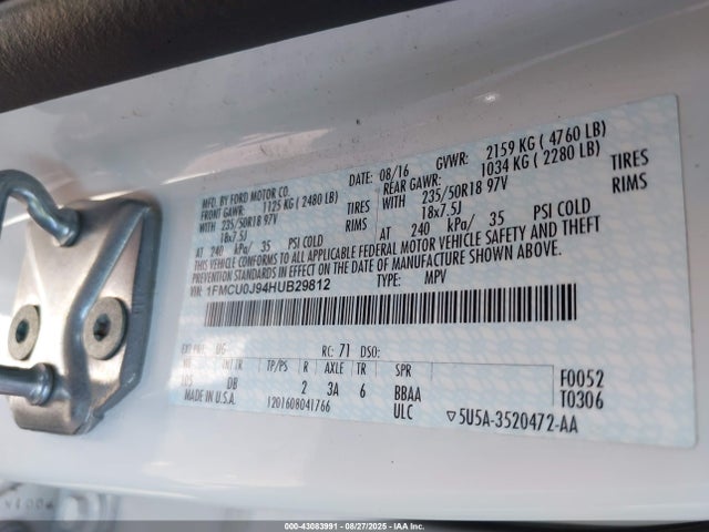 Ford 2017 2017 1FMCU0J94HUB29812 Image 9