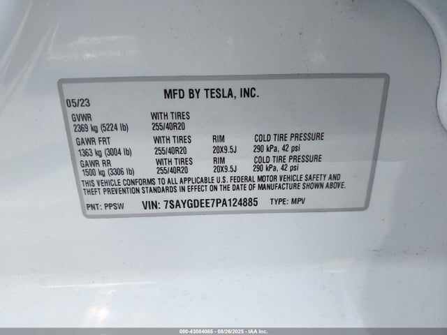 2023 TESLA MODEL Y 7SAYGDEE7PA124885 Photo 8