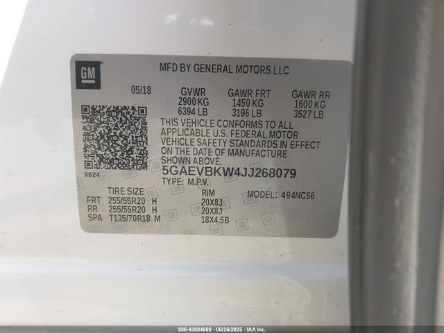 5GAEVBKW4JJ268079 Buick lfy - spark ignited direct injection, atss, gen1
