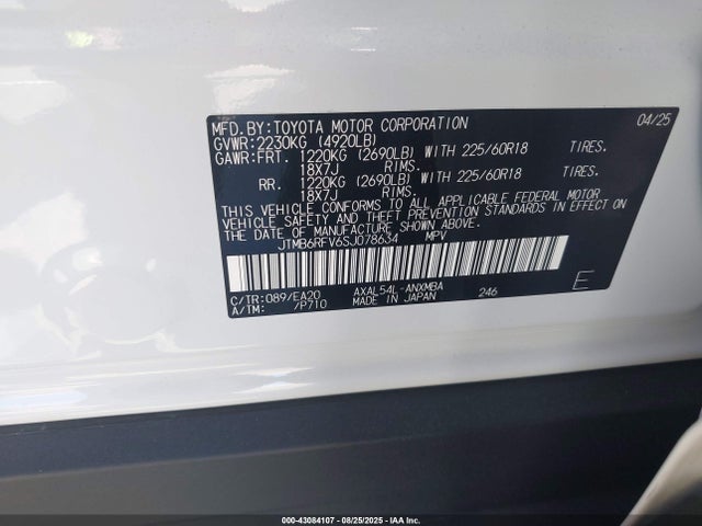JTMB6RFV6SJ078634 Toyota a25a-fxs