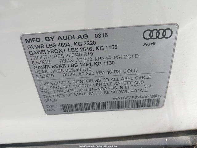 2016 AUDI Q3 WA1GFCFSXGR019985 Photo 8