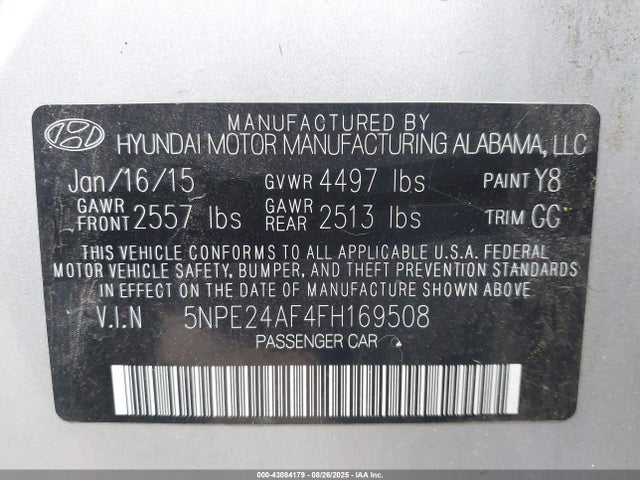 5NPE24AF4FH169508 Hyundai dohc gdi theta-ii