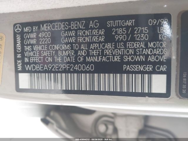 1993 MERCEDES-BENZ 300 WDBEA92E2PF240060 Photo 8